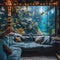 Submerged serenity: mesmerizing underwater house room reveals aquatic wonders through panoramic aquarium windows, a