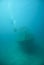 Submerged ship under water