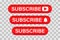 Subscribe button for web site.Colection of red buttons for social media. Vector icon on .transparent background