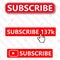 SUBSCRIBE channel, button color and hand cursor with shadow. Vector. EPS 10