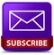 Subscribe (email icon) purple square button red ribbon in middle