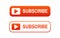 Subscribe icons set. Video channel button. Red color element. Business pictogram for website or social media. Color icon