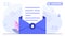 Subscribe now our newsletter vector illustration with tiny people working envelope