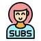 Subscriber icon color outline vector