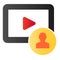 Subscriber video content flat icon. Video blog user color icons in trendy flat style. Follower gradient style design