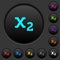 Subscript dark push buttons with color icons