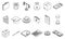 Subsidy icons set vector outline