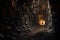 Subterranean Mine tunnel cave railway. Generate Ai