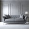 Subtle Charm: Grey Sofa in Minimalist Black Room Interior Design