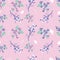 Subtle pink  with berries seamless pattern
