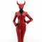 Subtle Sophistication: A 3d Woman In Red Suits And Horns