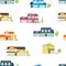 Suburban american houses seamless pattern.