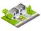 Suburban Buildings Isometric Vector Illustration