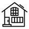 Suburban double decker house line icon. Gable roof house exterior vector illustration isolated on white. Cottage outline