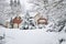 Suburban home in the snow