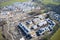 Suburban house development aerial view with countryside views uk