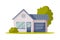 Suburban House, Family Home Vector Illustration on White Background