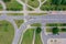 Suburban neighborhood road and intersection. aerial top view