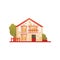 Suburban private house, front view vector Illustration on a white background