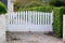 Suburban pvc plastic gate white on home street access house garden