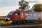 Suburban rail bus RA2 on the rail road. Diesel train of Russian railways.