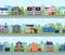 Suburban seamless cityscape. Panoramic street house exterior, modern real estate. Living houses panorama scene vector
