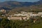 Suburbian Malaga in between forest and mountains , view from above