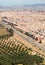 Suburbs of Marrakesh aerial view from top with Atlas mountains i