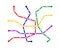 Subway map template. Metro scheme with 5 way lines. Infographic diagram of public rapid underground transport network