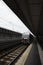 Subway Station Outdoors With Train Approaching Its Stop