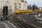 Subway train approaching a station in Berlin