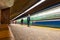 Subway train arriving at Mont-Royal Station