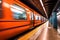 subway train through the dark and narrow tunnels, with speed and motion blur adding to the thrill of the journey