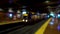 Subway train departing from metro station. Video is shot out of focus intentionally and originally