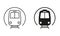 Subway Train Line and Silhouette Black Icon Set. Metro Station Pictogram. Underground Station for Electric Public