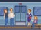 Subway Underground Station Passengers Cartoon