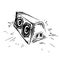 Subwoofer sketch icon. Simple illustration of subwoofer icon for web