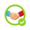 Success agreement confirmation sign with check mark or approved trust partnership decision make and tick symbol vector
