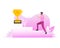 Success award people in flat style on gold background. Champion trophy, gold cup. Flat illustration.