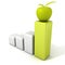 Success business bar graph with green apple on the top