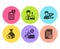 Success business, Sale and Businessman case icons set. Calculator, Cash and Financial documents signs. Vector