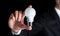 Success businessman hold lightbulb for success business creative thinking idea concept with suit during work in office and