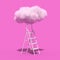 Success Concept. Stepladder Leading to the Fluffy Clouds. 3d Rendering