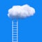 Success Concept. Stepladder Leading to the Fluffy Clouds. 3d Rendering