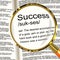 Success Definition Magnifier Showing Achievements