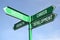 Success, growth, career, development - green signpost with for arrows