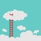 Success ladder leading to cloud and many short ones. Business, goal, competition, unique, progress, challenge, hope and leadership