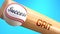 Success in life depends on grit - pictured as word grit on a bat, to show that grit is crucial for successful business or life.,