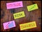 Success and positive messages chets in yellow & pink color