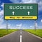 Success road sign on blue sky background